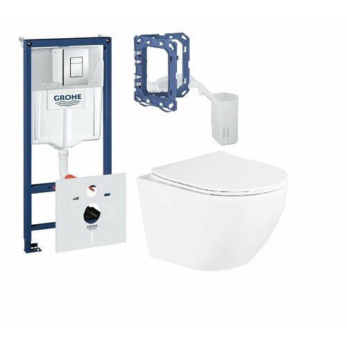 Инсталляция Grohe квадрат с прокладкой и контейнером для таблетки + Унитаз Belbagno UNO с сиденьем. комплект инсталляция grohe квадрат с прокладкой и контейнером для таблетки унитаз azario grado с сиденьем