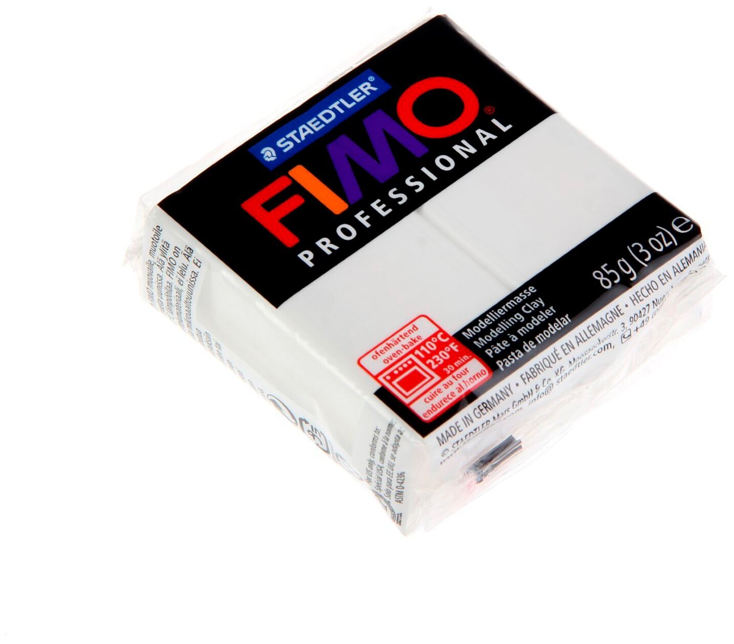 Полимерная глина FIMO Professional запекаемая 85 г белый (8004-0)