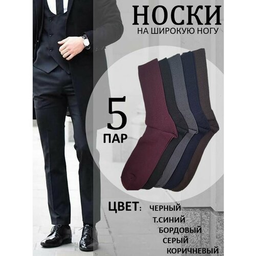 Носки BIZELL, 5 пар, размер 48-50, серый, синий, черный, коричневый, бордовый