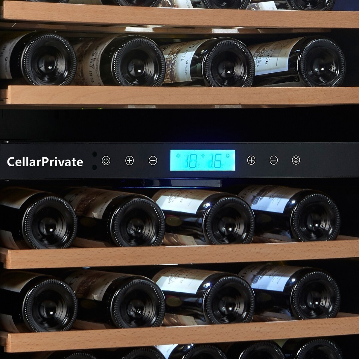 Винный шкаф встраиваемый, двухзонный Cellar Private CP043-2TB, чёрный - фотография № 5