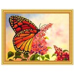 Алмазная Мозаика + Живопись По Номерам 30*40см Холст на подрамнике в рамке Оранжевая бабочка (26230) - изображение
