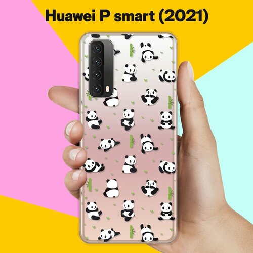 Силиконовый чехол Панды на Huawei P Smart 2021 силиконовый чехол жираф на акуле на huawei p smart 2021 хуавей п смарт 2021