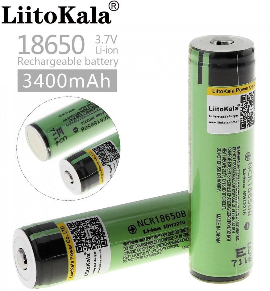 Аккумулятор 18650 LiitoKala 34B-PCB NCR18650B, MH12210, Li-ion 3.7V - 3400mAh, защита от пeрезаряда