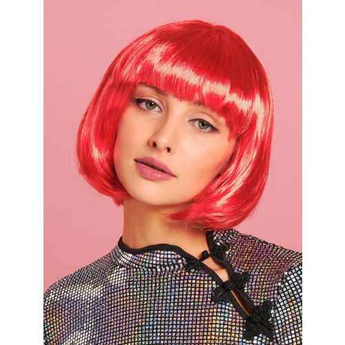 Карнавальный праздничный парик из искусственного волоса Riota Каре, красный, 1 шт