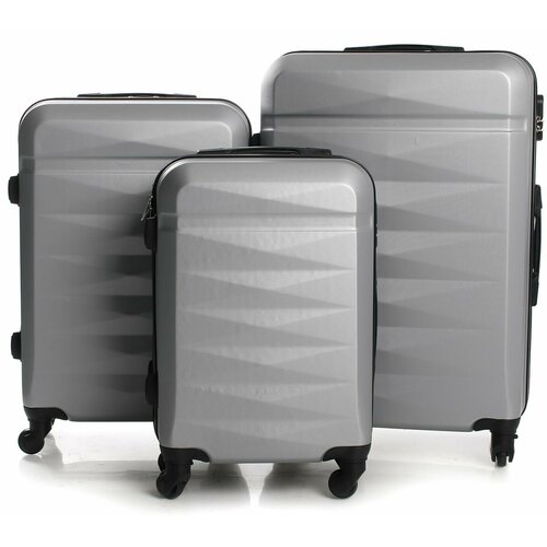 фото Комплект чемоданов feybaul, abs-пластик, водонепроницаемый, жесткое дно, размер l, серебряный