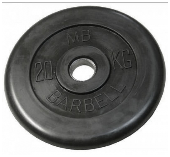 Диск обрезиненный MB Barbell d 31 мм чёрный 20,0 кг