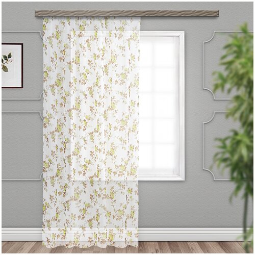 фото Штора вуаль- печать кустовая роза 300*260 см зеленая witerra