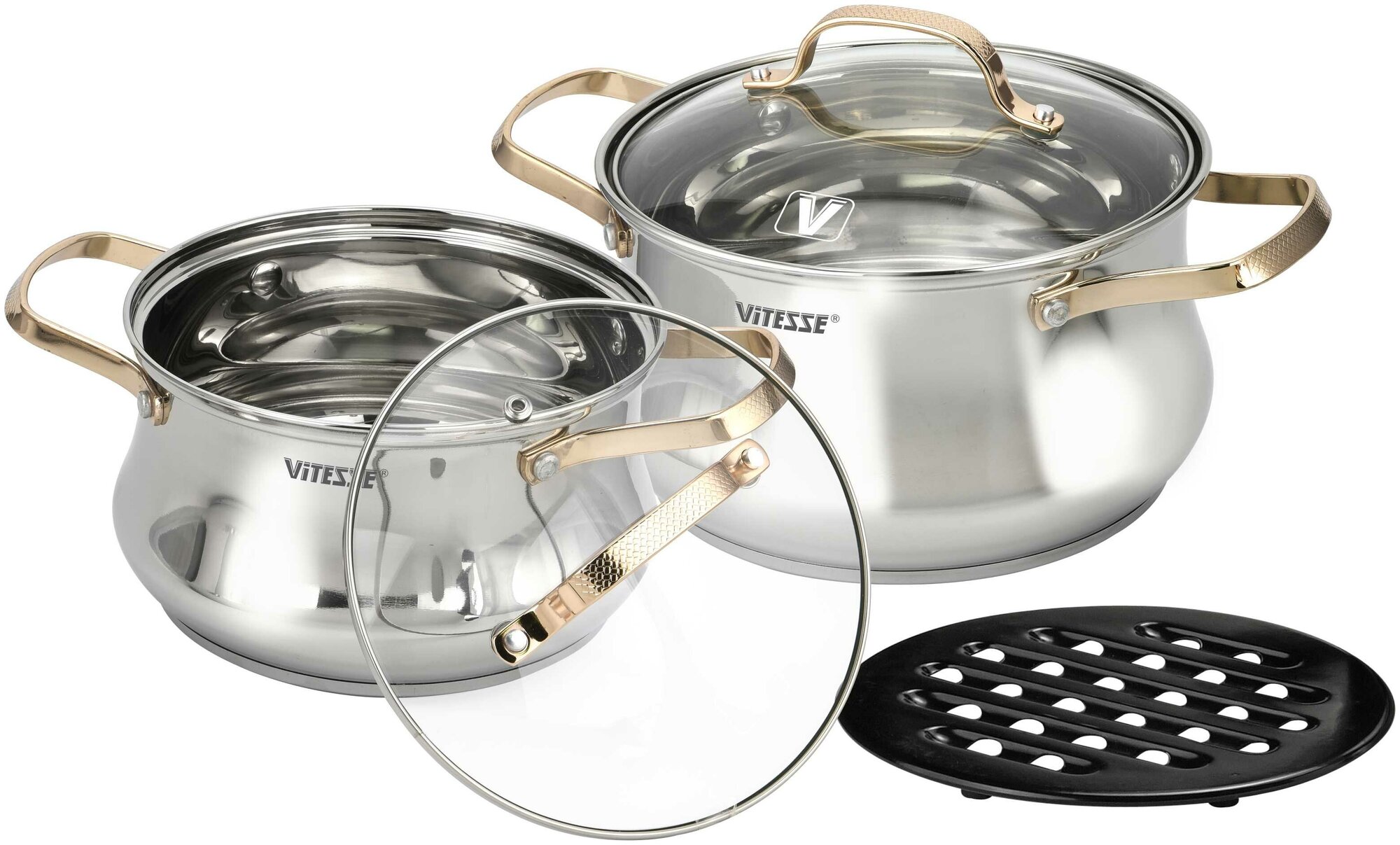 Набор посуды для приготовления 5 предметов VITESSE нержавеющая сталь VS-2082