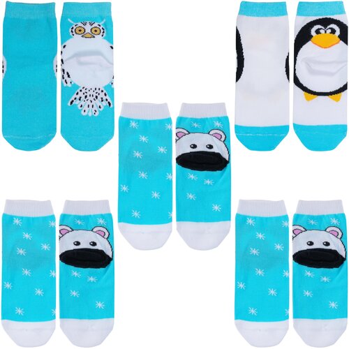 фото Носки борисоглебский трикотаж 5 пар, размер 14-16, белый, бирюзовый