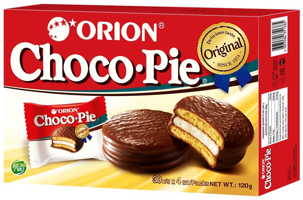 Пирожное Orion Choco Pie Original, 120 г, 4 шт. в уп. - фотография № 5