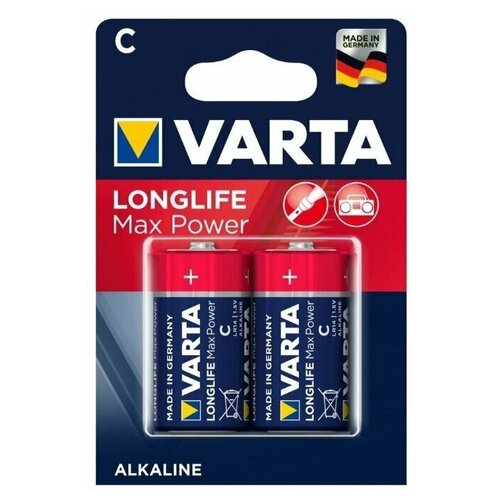 Батарейка VARTA LONGLIFE Max Power C, в упаковке: 2 шт. батарейка varta longlife max power max tech aаa блистер 4шт 04703101404