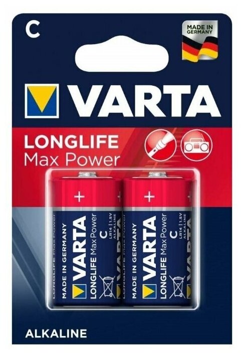 Батарейка VARTA LONGLIFE Max Power C, 2 шт.