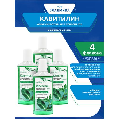 Ополаскиватель для полости рта ВладМиВа Кавитилин с ароматом мяты 250 мл. х 4 шт. ополаскиватель vivax противовоспалительный