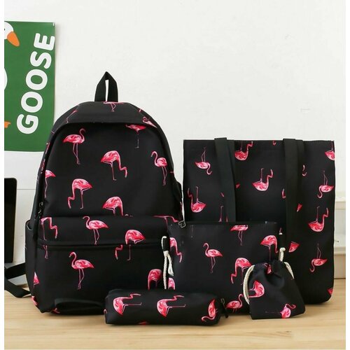 Школьный рюкзак 5 в 1 для девочек и для мальчиков, фламинго