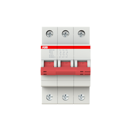 Рубильник модульный 3П ABB SHD203/32 красный рычаг 2CDD273111R0032 рубильник abb 2cdd273111r0032