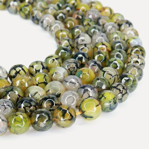 Изображение товара Агат "Вены Дракона" бусины граненые 10 мм, около 37 шт, цвет: Серо-зеленый