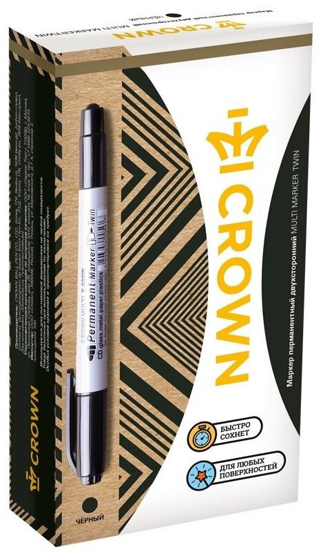 фото CROWN Маркер перманентный двухсторонний Multi Marker Twin 12 шт. (P-800W)