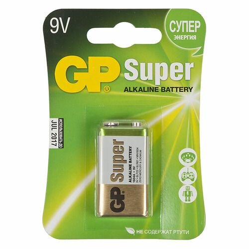 9V Батарейка GP Super Alkaline 1604A 6LR61, 1 шт.