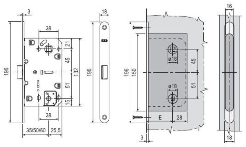 Межкомнатный замок AGB B06102.50.91.567 B04102,B05102 WC, белый с ответной планкой B02402.05.91 MEDIANA POLARIS 36551 - фотография № 6