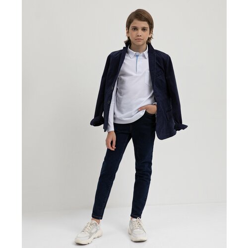 Школьный пиджак Gulliver, размер 158, синий школьный пиджак gulliver однобортный размер 158 серый