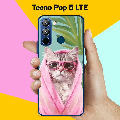 Силиконовый чехол на Tecno Pop 5 LTE Кот В Очках / для Техно Поп 5 ЛТЕ силиконовый чехол на tecno pop 5 техно поп 5 медведь