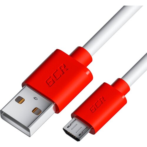 GCR Кабель 0.5m MicroUSB, белый, красные коннекторы, быстрая зарядка, 28/24 AWG, GCR-53214 Кабель Greenconnect 0.5 м (GCR-53214)