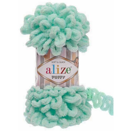 фото Пряжа для вязания alize 'puffy', 100г, 9м (100% микрополиэстер) (19 светло-бирюзовый), 5 мотков