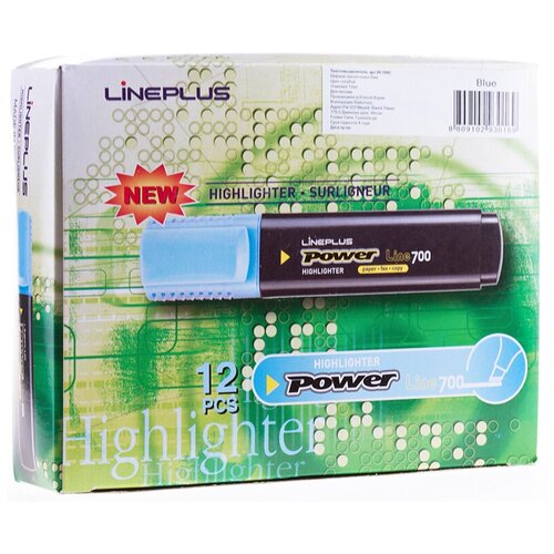 Line Plus Набор текстовыделителей Power Line 700 (HI-700C) голубой, 12 шт, голубой, 1 шт. текстовыделитель line plus hi 700c желтый 1 5мм 3 штуки