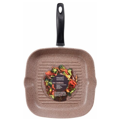 фото Сковорода-гриль panairo barbara ba-27-g, 27х27 см, терракотовый
