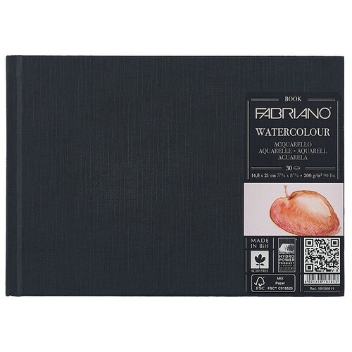 Блокнот для акварели Fabriano Watercolourbook 200 г/м2, 14,8x21 см, Фин, 30 листов