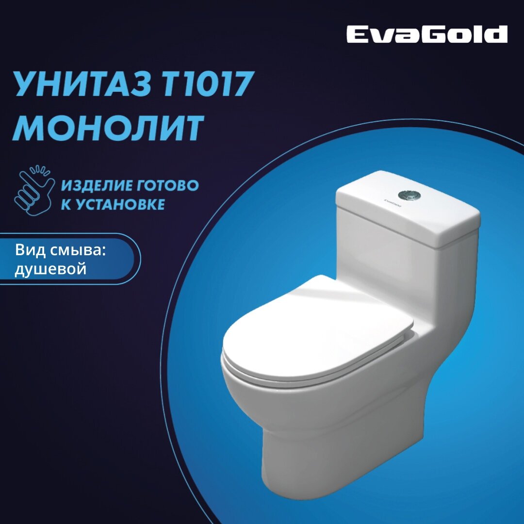 Унитаз напольный моноблок EvaGold T1017 с гофрой и подводкой