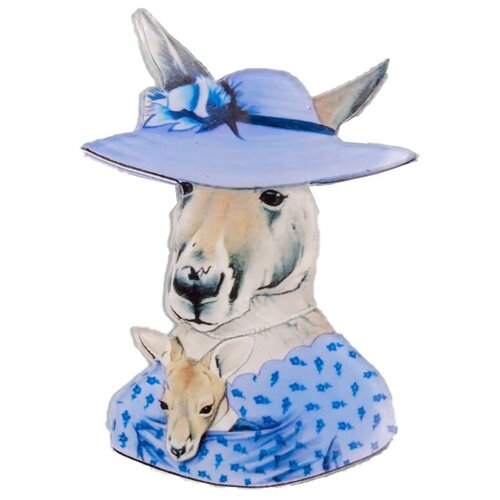 фото Значок бижутерный кенгуру (замок-булавка, фиолетовый) 51399 otokodesign