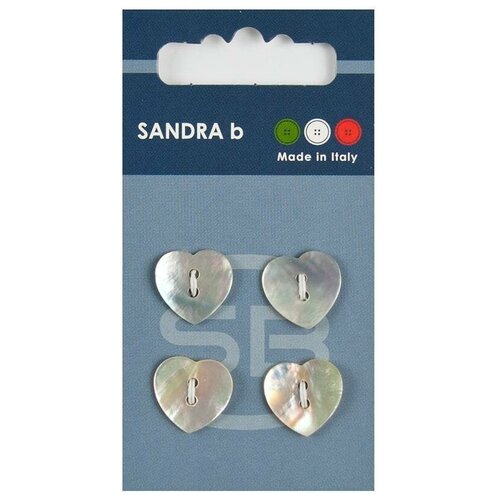 Пуговицы Sandra, белые сердечки, перламутровые, 1 упаковка