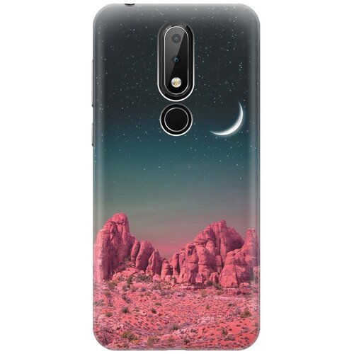 фото Cиликоновый чехол на nokia 6.1 plus / x6 (2018) / нокиа 6.1 плюс / х6 2018 с принтом "месяц над розовыми горами" gosso