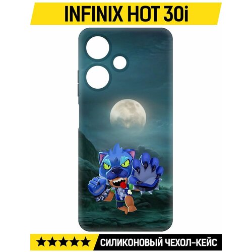 Чехол-накладка Krutoff Soft Case Brawl Stars - Оборотень Леон для INFINIX Hot 30i черный чехол накладка krutoff soft case brawl stars фрэнк для infinix hot 30i черный