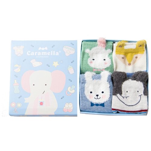 фото Носки caramella комплект 4 пары размер 18-20, белый/синий/зеленый