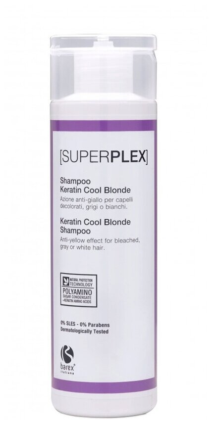 Barex шампунь Superplex Keratin Cool Blonde Shampoo для придания холодного оттенка, 250 мл