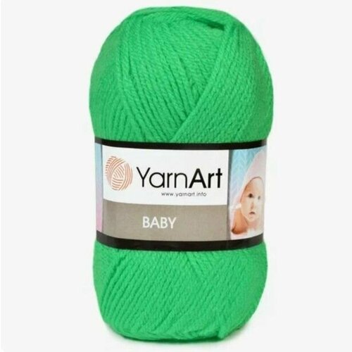 Пряжа для вязания YARNART BABY 50 гр/150 м 100% акрил 338 ярко-зеленый рамочка двойная прозрачная с отпечатком краской baby art baby style белая