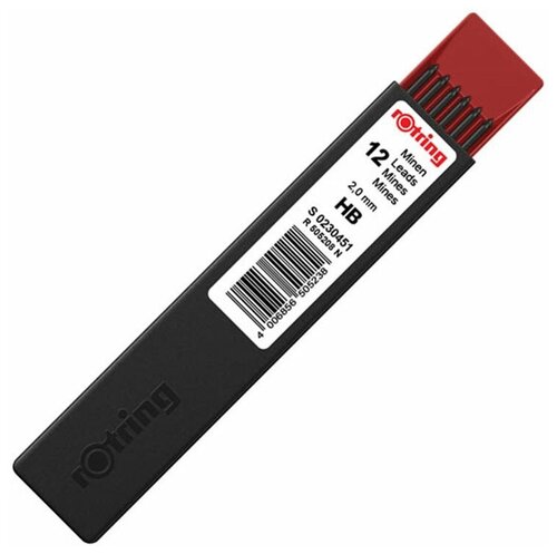 Rotring Грифели HB 2 мм 12 шт. (S0230451), черный