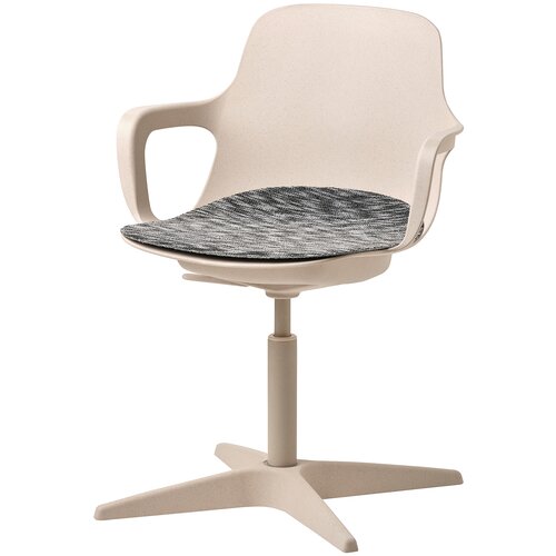 Компьютерное кресло ИКЕА ОДГЕР + подушка офисное, цвет: белый/бежевый