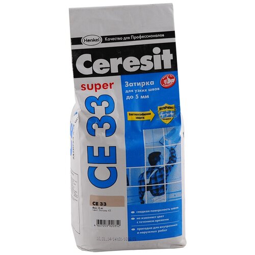 Затирка Ceresit CE 33 Super, 2 кг, 2 л, багамы 43 затирка ceresit ce 33 super 2 кг 2 л графит 16