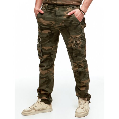 фото Брюки карго armed forces, милитари, прямой силуэт, размер 36, горчичный, зеленый