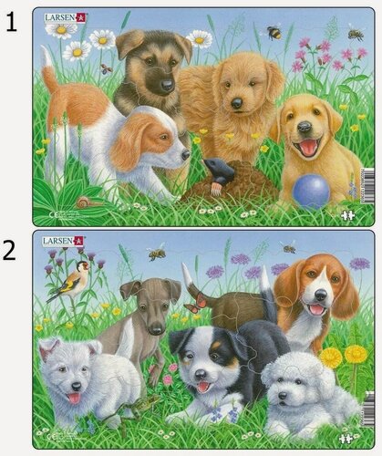 Изображение товара Пазлы для детей Larsen Щенята-8-1шт 8 элементов, в ассортименте, интересные и развивающие