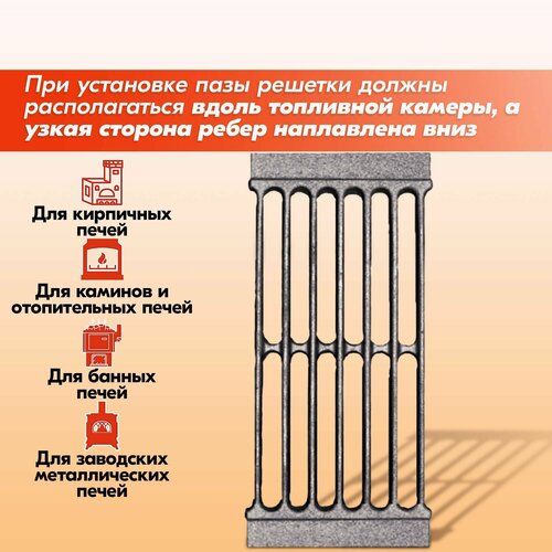 фото Чугунная колосниковая решетка для печи и отопительного котла "рубцовск рд-7" литком