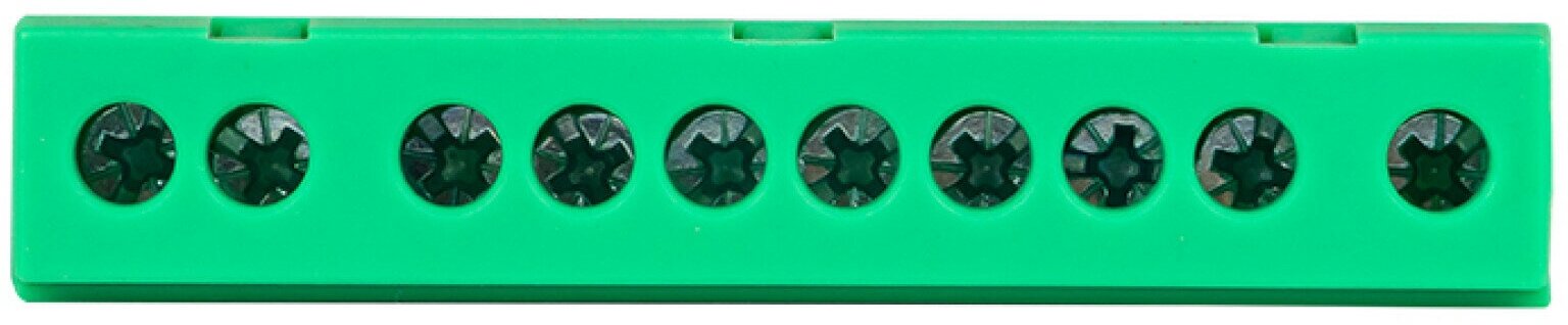Шина 0 PE (6х9мм) 10 отверстий латунь зеленый изолированный корпус на DIN-рейку EKF PROxima - фотография № 7