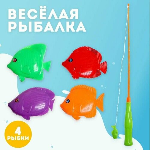 Игра магнитная Весёлая рыбалка: удочка, 4 рыбки игра магнитная весёлая рыбалка удочка 4 рыбки