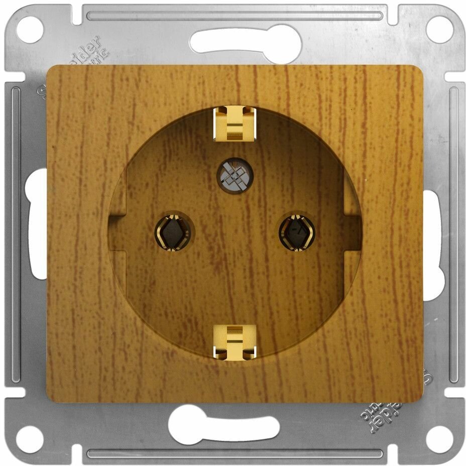 Glossa Дерево Дуб Розетка с заземлением, Systeme Electric, GSL000543
