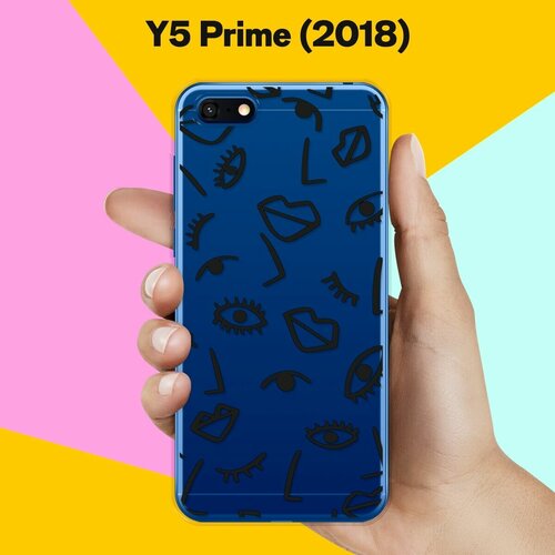 Силиконовый чехол Глаза и губы на Huawei Y5 Prime (2018) силиконовый чехол глаза и губы на huawei y6s