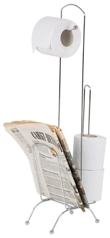 Стойка для туалетной бумаги CHR-483 с держателем для журналов и газет, 66 см (008207)