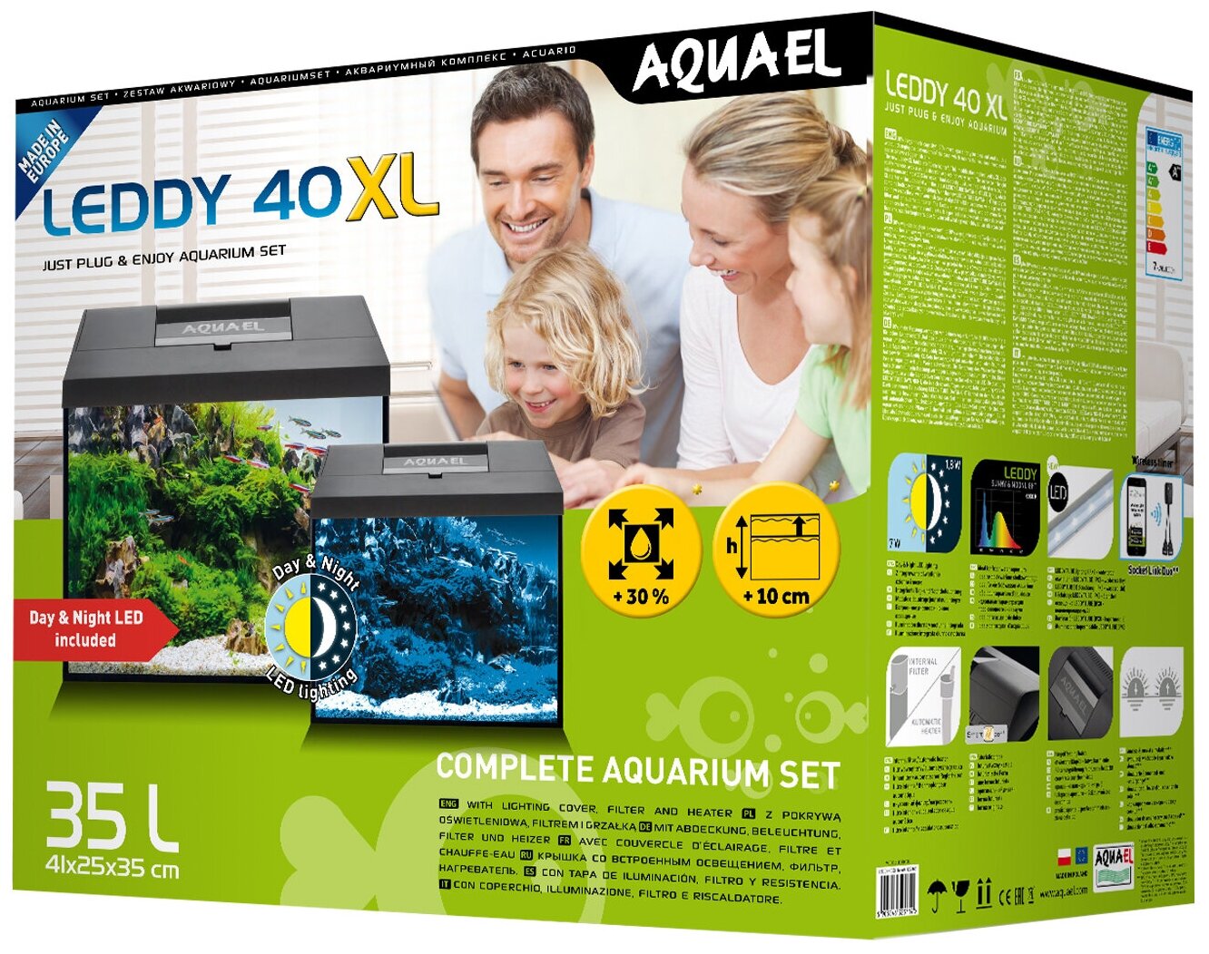 Аквариум с оборудованием Aquael LEDDY 40 XL D&N 2.0 черный (42х26х39.5см) 35 л